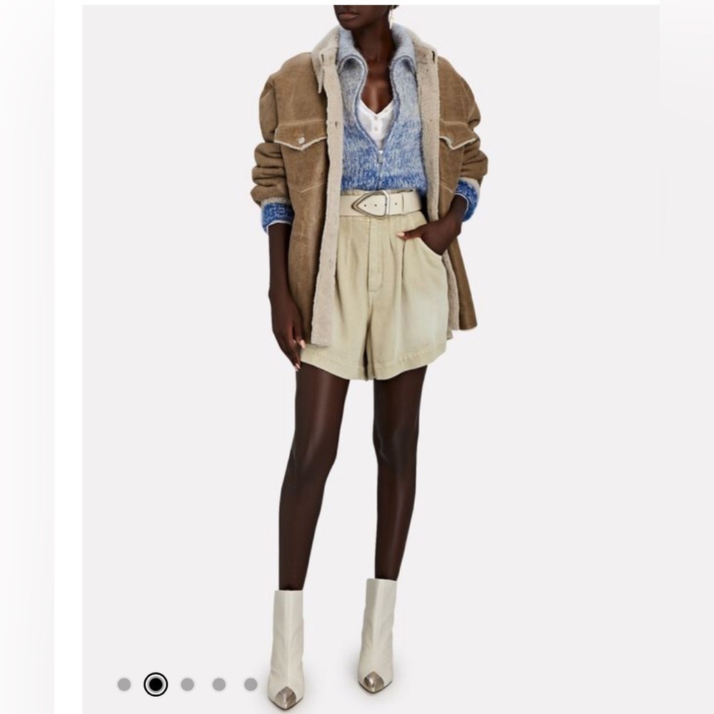 Isabel Marant High-Waist Pleated Cream Shorts - Picture 2 of 15